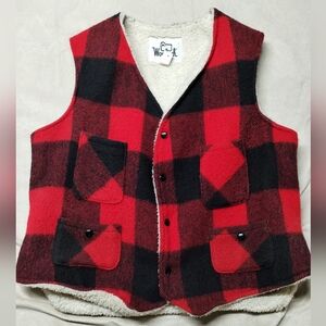 Vintage Woolrich red buffalo plaid check vest size large
